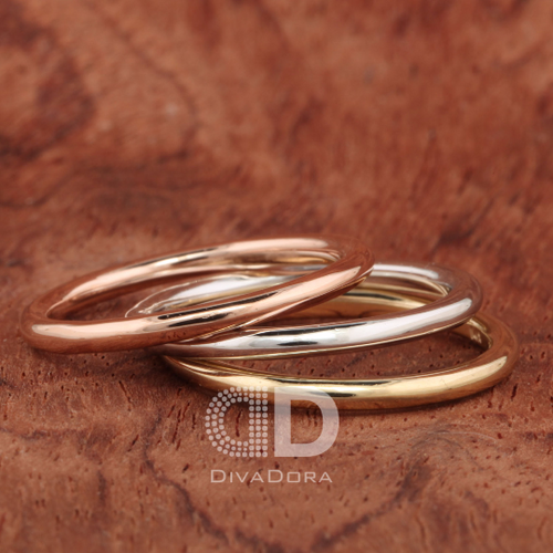 14K Solid Gold Polished Stack Ring, DPR102G