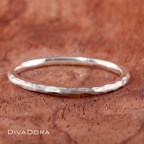 14K Solid Gold Hammered Stack Ring, DHR101 14K Solid Gold Hammered Stack Ring, DHR101