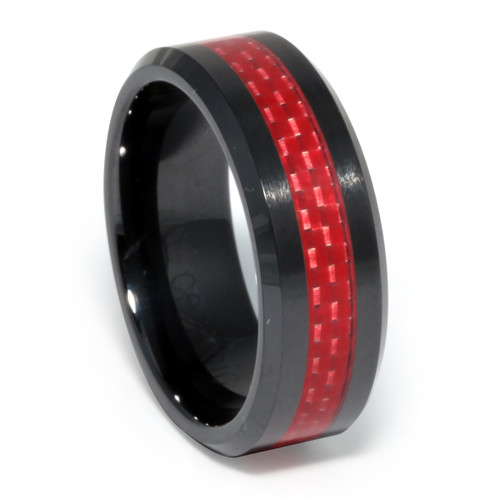 Ceramic Band - Red Carbon Fiber Inlay