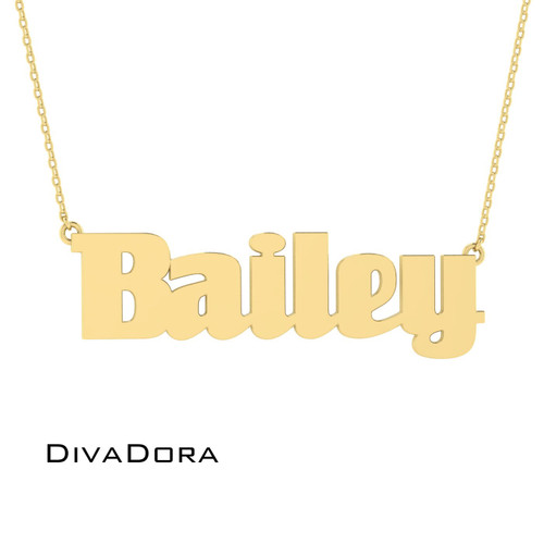 Dainty Modern Script Name Necklace - Gold