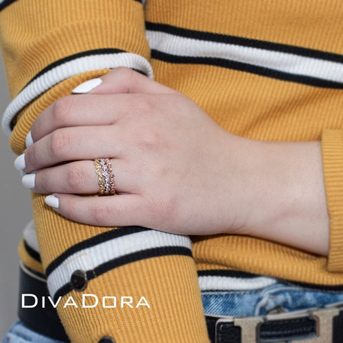 14K Solid Gold Ring with an Alternating Design of Genuine Brown Diamonds, DDR-101P 14K Solid Gold Ring with an Alternating Design of Genuine Brown Diamonds, DDR-101P