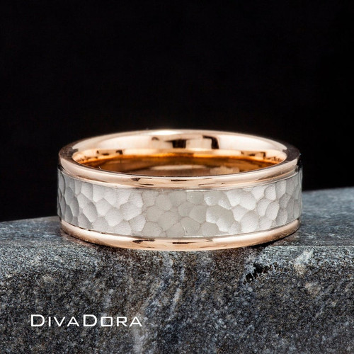 Hammered Finish Band - Gray Gold Hammered Finish Band - Gray Gold