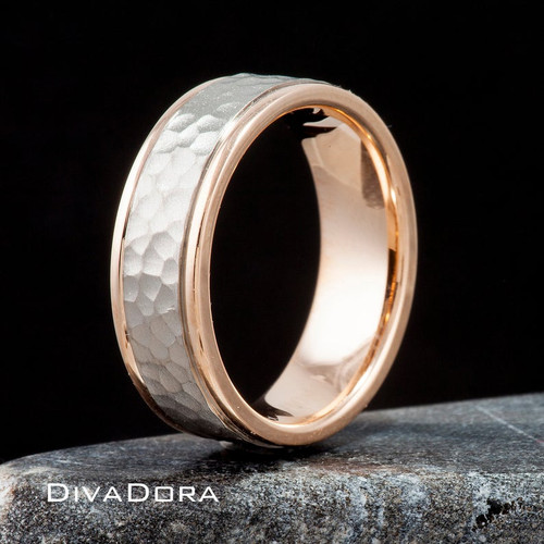 Hammered Finish Band - Gray Gold Hammered Finish Band - Gray Gold