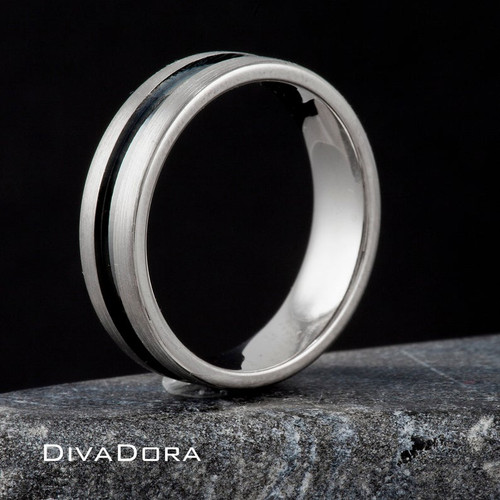 Grooved Design Band - Gray Gold