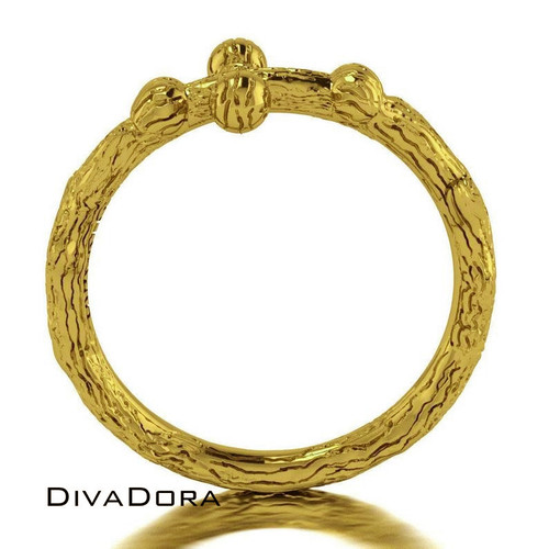 24K Solid Gold Cross Ring with Vine Design, CRS301