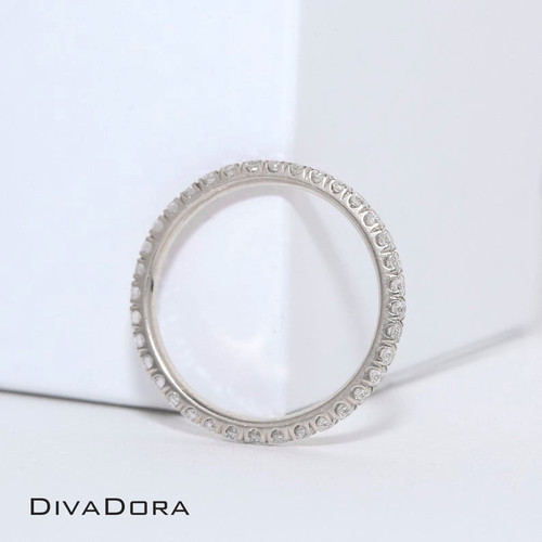 14k Solid White Gold 0.57ct U-Set Genuine Diamond Eternity Ring, DDLB01472-W