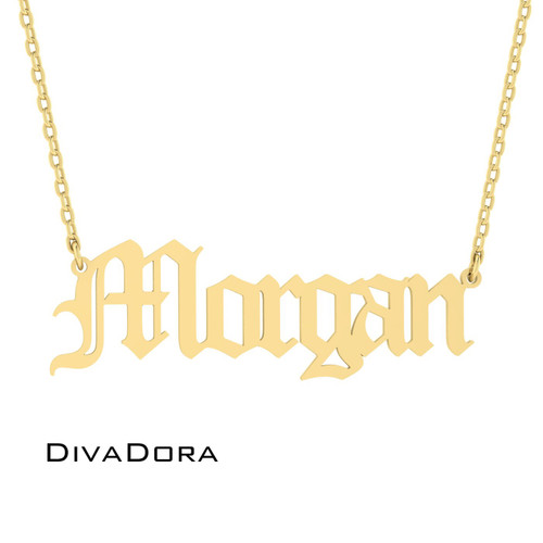 Clear Font Name Necklace - Gold