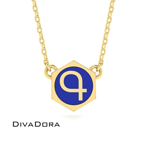 Enamel Initial Necklace A - Gold