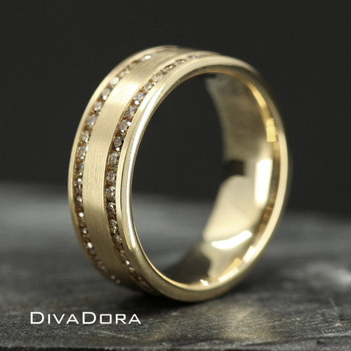 Two-Row Brown Diamond Band - Gold Two-Row Brown Diamond Band - Gold