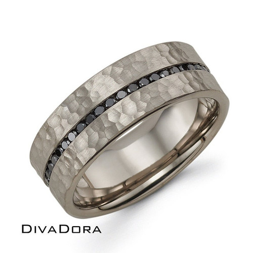 Channel Set Black Diamond Band - Gray Gold Channel Set Black Diamond Band - Gray Gold