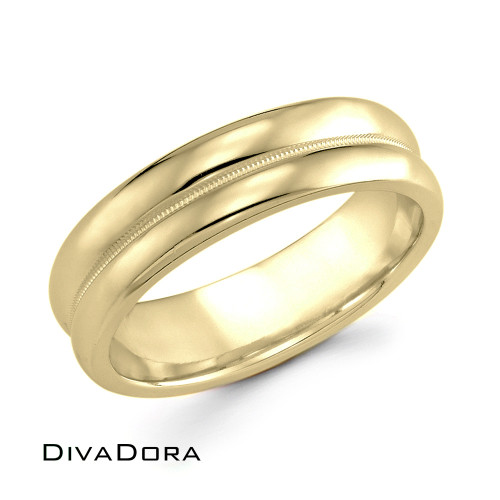 Milgrain Convex Band - Yellow Gold