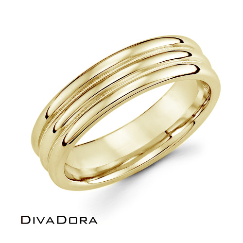 Convex Band with Milgrain Edges - Yellow Gold