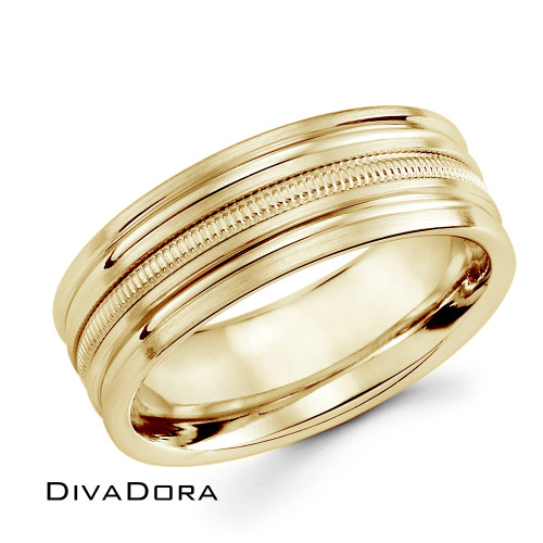 Light Brushed Wedding Band - Yellow Gold