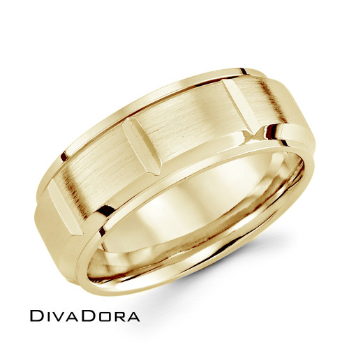 Grooved + Polished Band - Yellow Gold
