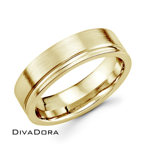 Grooved Wedding Band - Yellow Gold