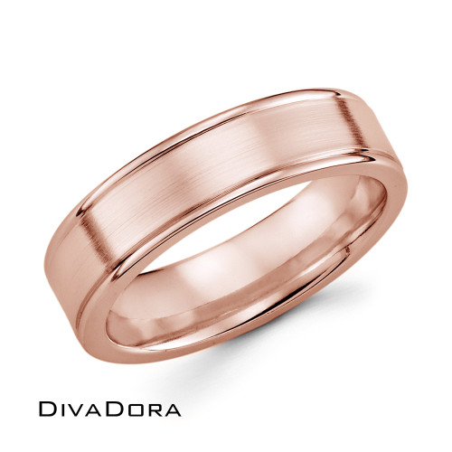 Flat Brushed Center Band - Rose Gold