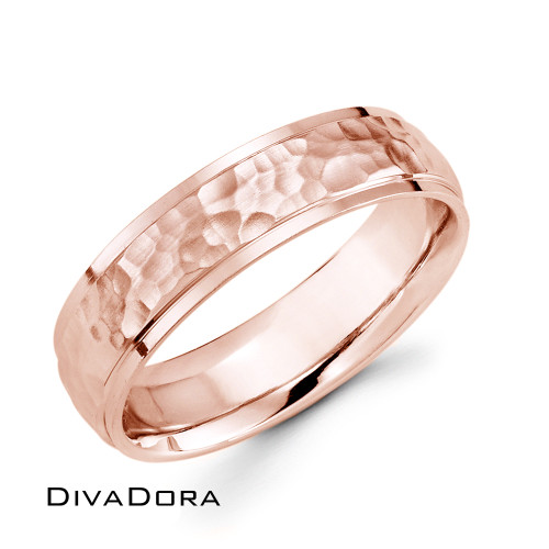 Bold Hammered Texture Band - Rose Gold