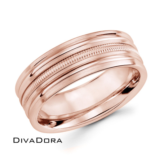 Light Brushed Wedding Band - Rose Gold
