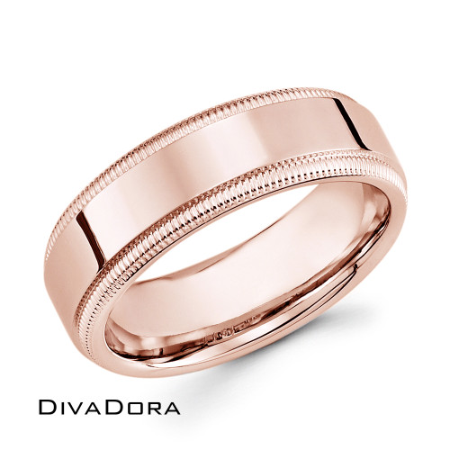 Milgrain Edge Band - Rose Gold