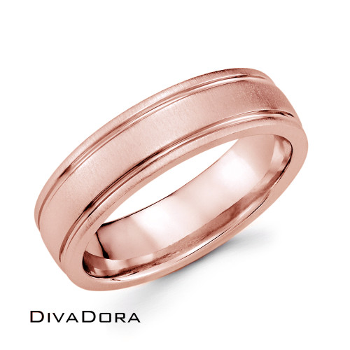 Accent Groove Wedding Band - Rose Gold