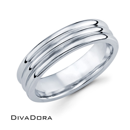 Satin Convex Band - White Gold