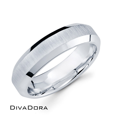 Beveled Edge Band - White Gold