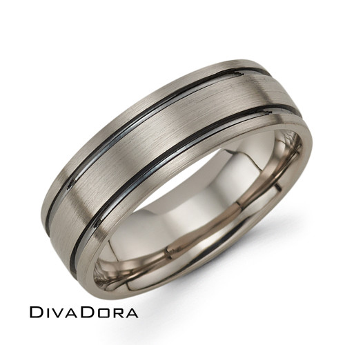 Double Enamel Inlay Band - Gray Gold Double Enamel Inlay Band - Gray Gold