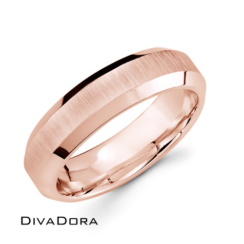 Beveled Edge Band - Rose Gold