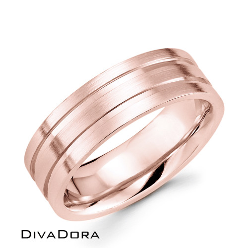 Polished Band with Dual Grooves - Rose Gold Polished Band with Dual Grooves - Rose Gold