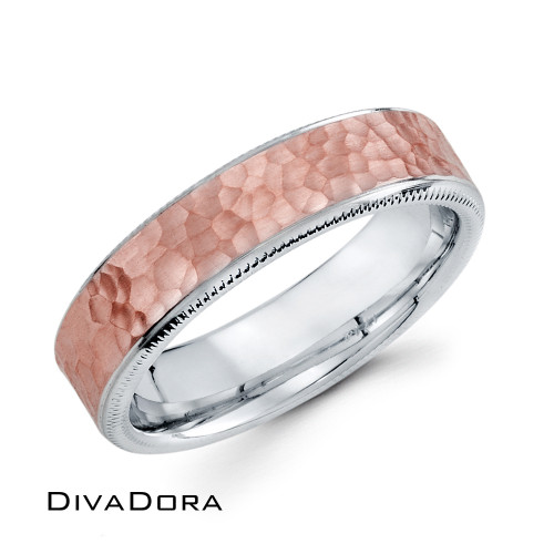 Hammered Edge Band - White Gold Hammered Edge Band - White Gold