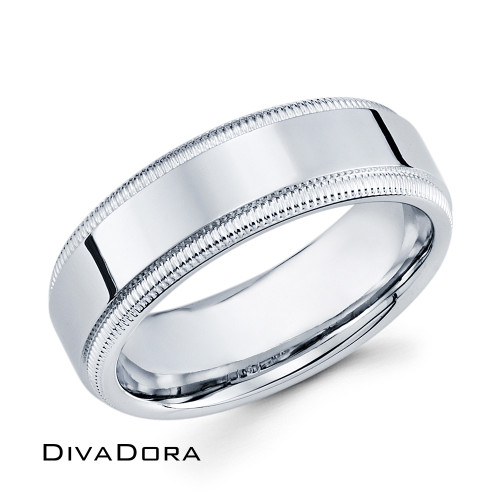 Milgrain Edge Band - White Gold