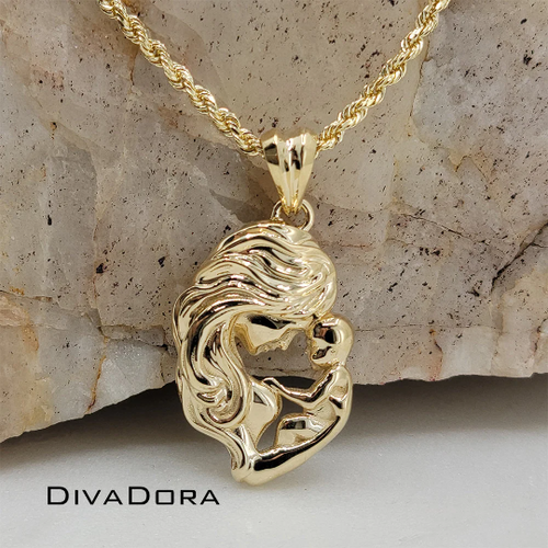 Mom & Child Pendant Necklace - Gold