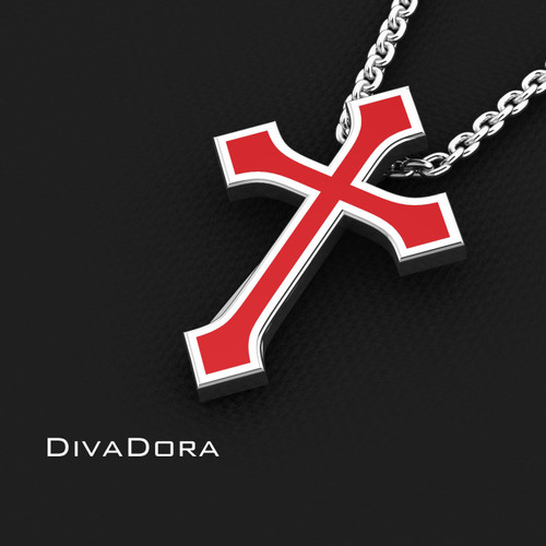 Enamel Cross Pendant II - Gold