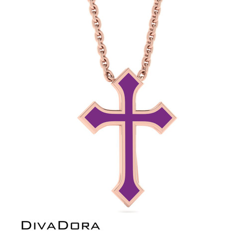 Enamel Cross Pendant II - Gold