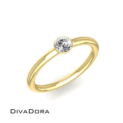 14K Solid Gold Single Diamond Band, DDDR204