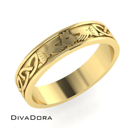 14K Solid Gold Hands on Heart Pattern Ring, DDP904 14K Solid Gold Hands on Heart Pattern Ring, DDP904