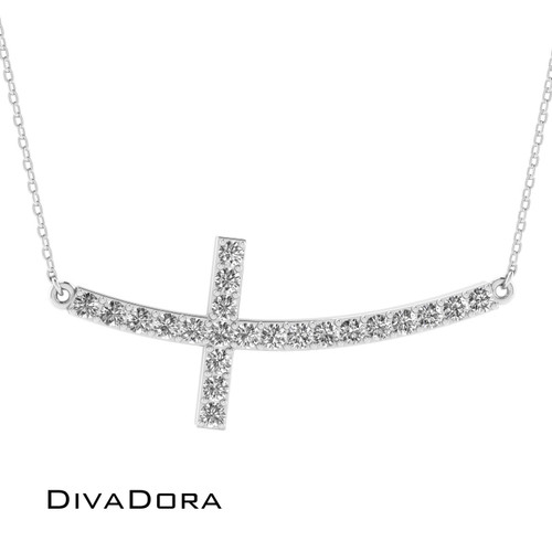 Sideways Cross Necklace - Gold