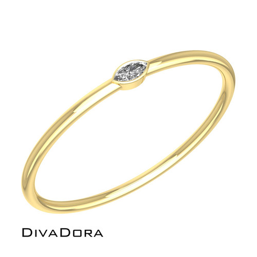 14K Solid Gold Mini Marquise Diamond Band, DDDR206