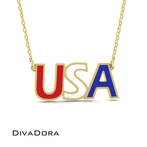 Patriotic Name Necklace - Gold