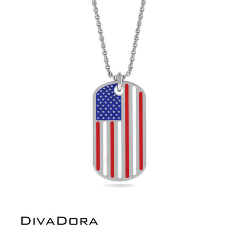 American Flag Enamel Dog Tag - Gold