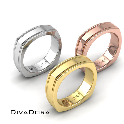 Squared Edge Band - Gold