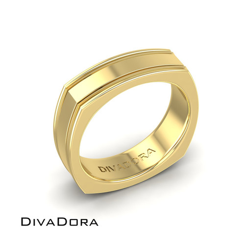 Squared Edge Band - Gold