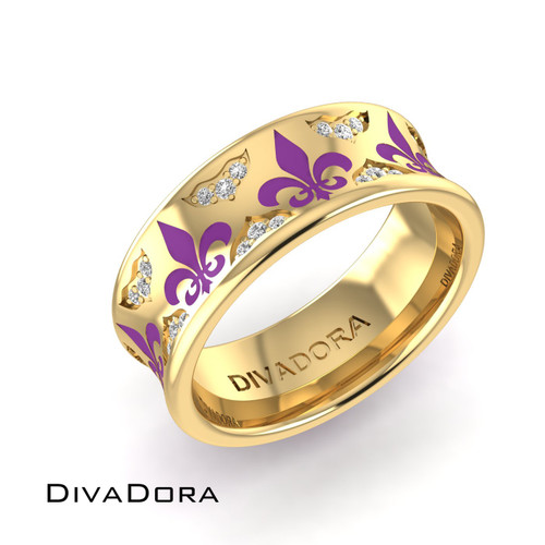 18K Solid Gold Christian Enamel Band with Genuine Diamonds| DIVADORA