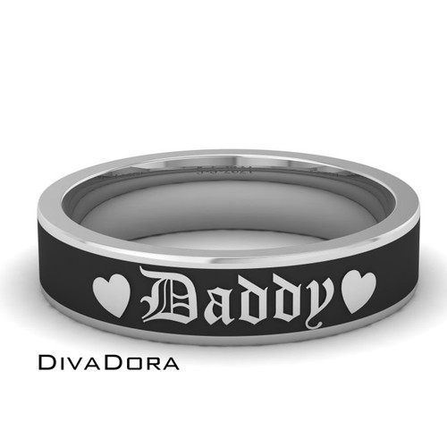 Silver Enamel Ring, In Memory Of, EWB121s