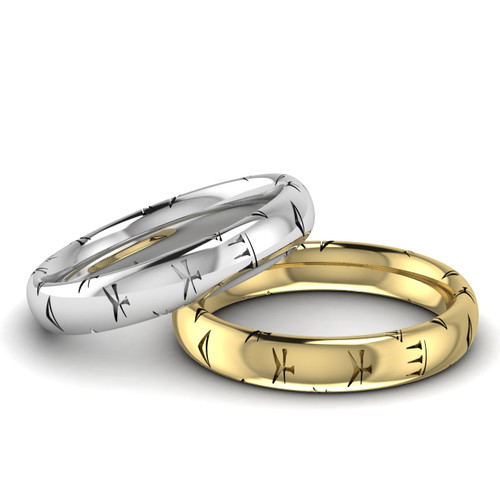 18K Solid Gold 4mm Brushed Alchemy Rings