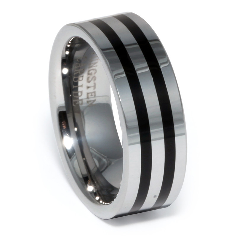 Tungsten Band - Double Black Stripe