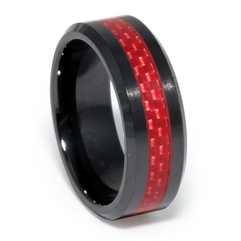 Ceramic Band - Red Carbon Fiber Inlay