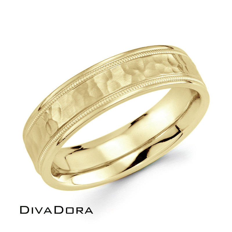 Hammered Finish Band - Yellow Gold Hammered Finish Band - Yellow Gold