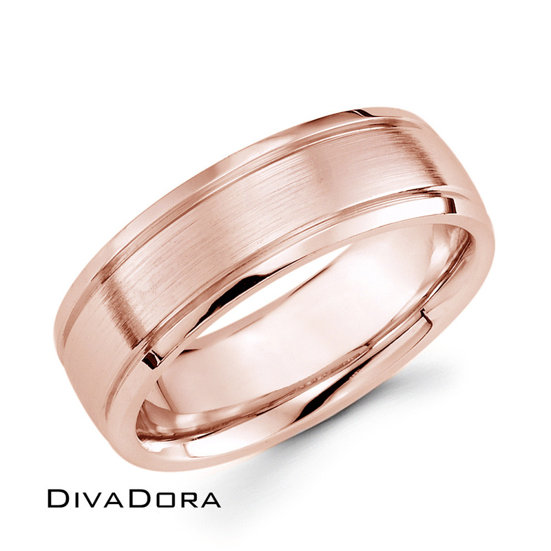 Polished Domed + Brushed Band, Rose Gold