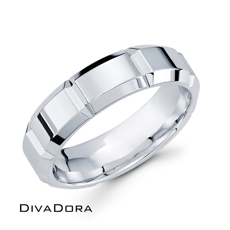 Beveled Edge Polished Band - White Gold